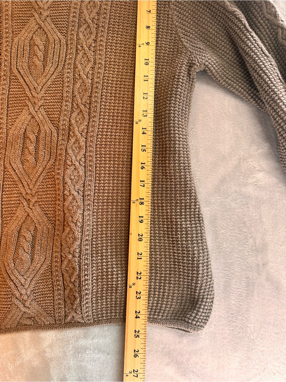 Jeanne Pierre Cable Knit Sweater XL Brown Cotton Chunky Fisherman Pullover - Picture 2 of 7